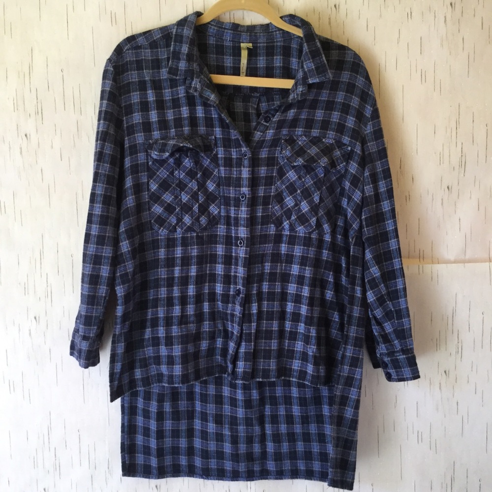 Navy plaid shirt